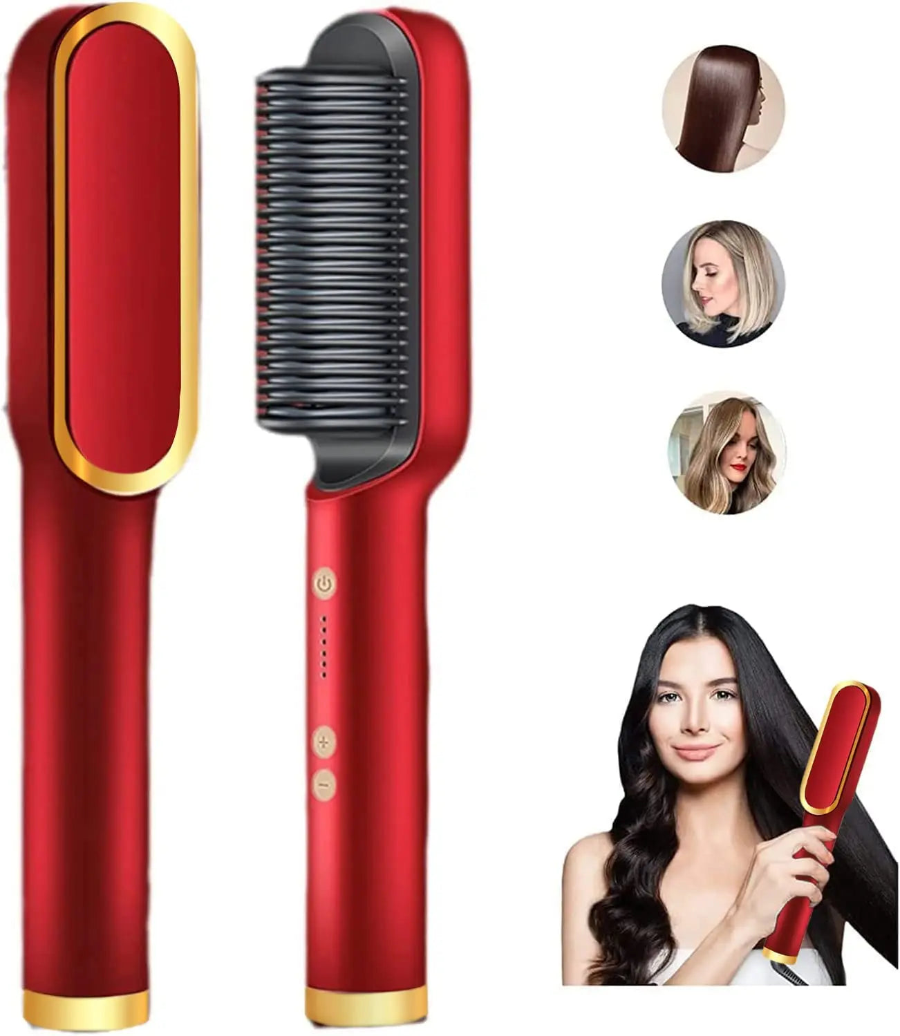 2-in-1 Hair Straightener & Curler Brush