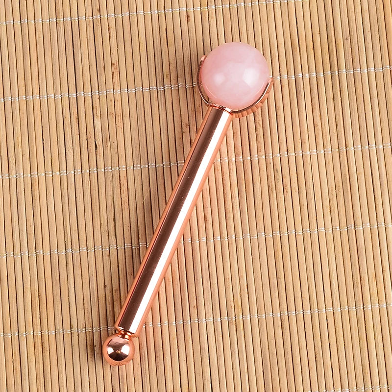 Natural Stone Facial Massage Roller with Interchangeable Head – Relaxation Tool for Face, Eyes & Head