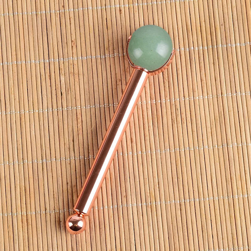 Natural Stone Facial Massage Roller with Interchangeable Head – Relaxation Tool for Face, Eyes & Head