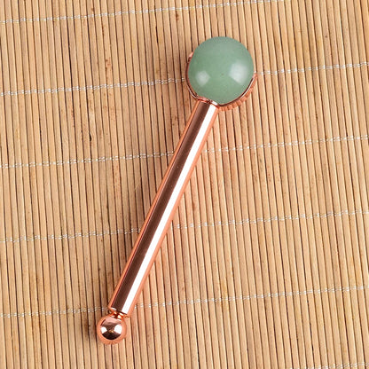 Natural Stone Facial Massage Roller with Interchangeable Head – Relaxation Tool for Face, Eyes & Head