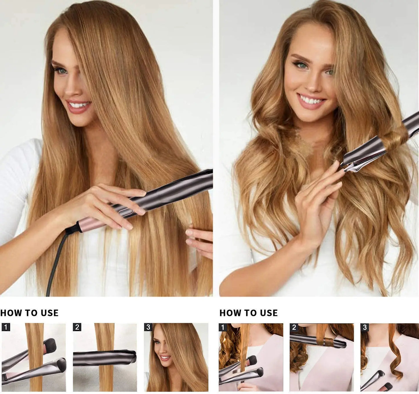 2-in-1 Hair Curler & Straightener