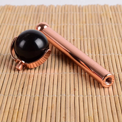 Natural Stone Facial Massage Roller with Interchangeable Head – Relaxation Tool for Face, Eyes & Head