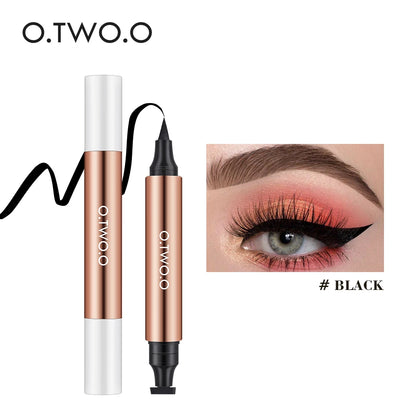 2-in-1 Black Liquid Eyeliner Pen with Stamp – Waterproof, Fast-Drying & Double-Ended for Perfect Eye Makeup