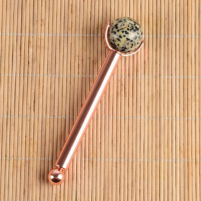 Natural Stone Facial Massage Roller with Interchangeable Head – Relaxation Tool for Face, Eyes & Head