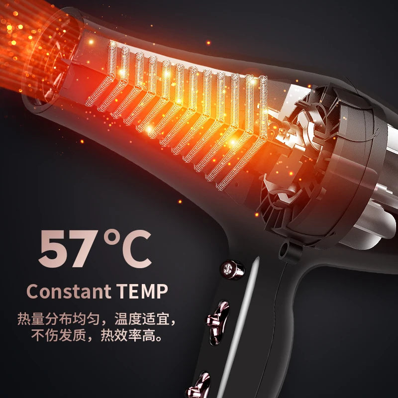 Professional Hair Dryer 3000W – High Power, Blue Light Ion Technology & Low Noise for Salon and Home Use