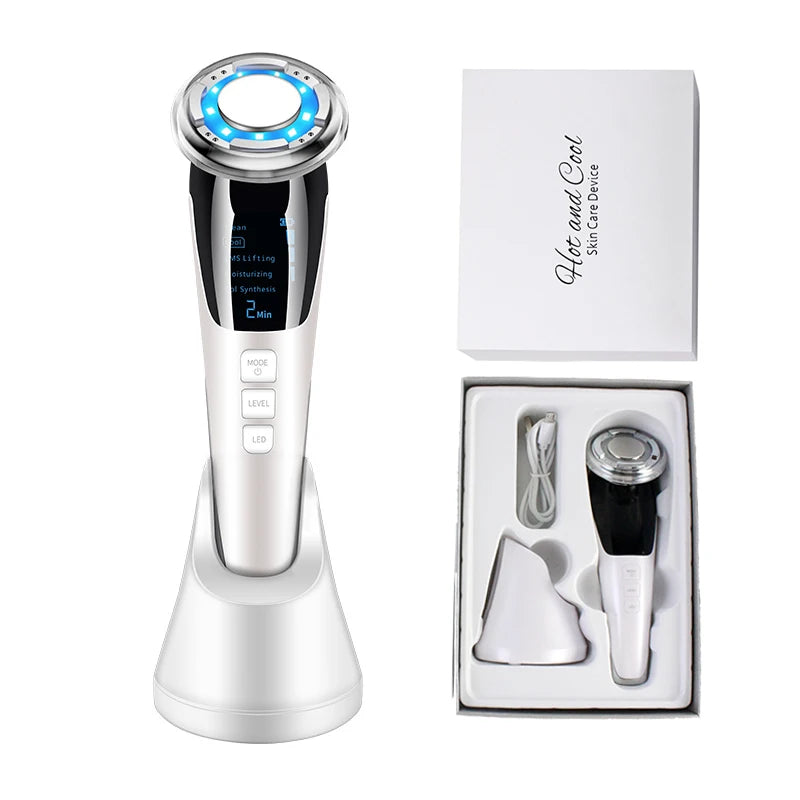 "5-in-1 EMS Facial Massager: Hot & Cold Therapy