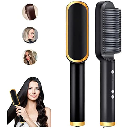 2-in-1 Hair Straightener & Curler Brush