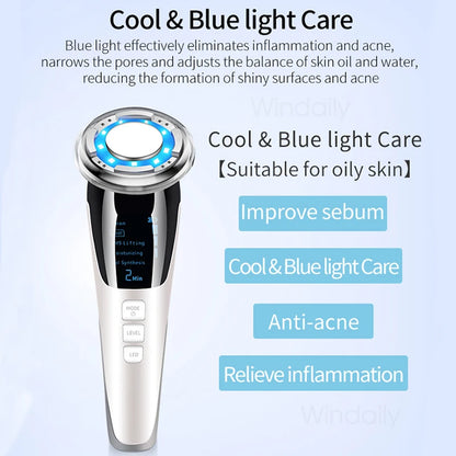 "5-in-1 EMS Facial Massager: Hot & Cold Therapy