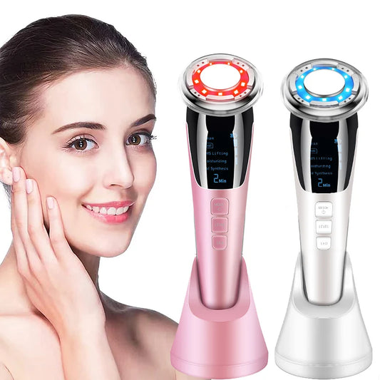 "5-in-1 EMS Facial Massager: Hot & Cold Therapy