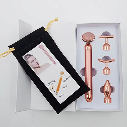 4-in-1 Rose Quartz & Jade Face Massager – Lifting, Relaxation & Beauty Care for Face and Eyes