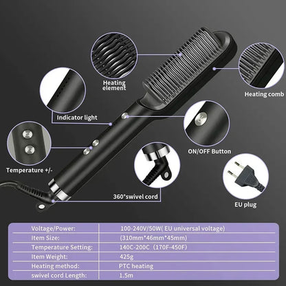 Thermostatic Hair Straightener Comb - 5 Temperature