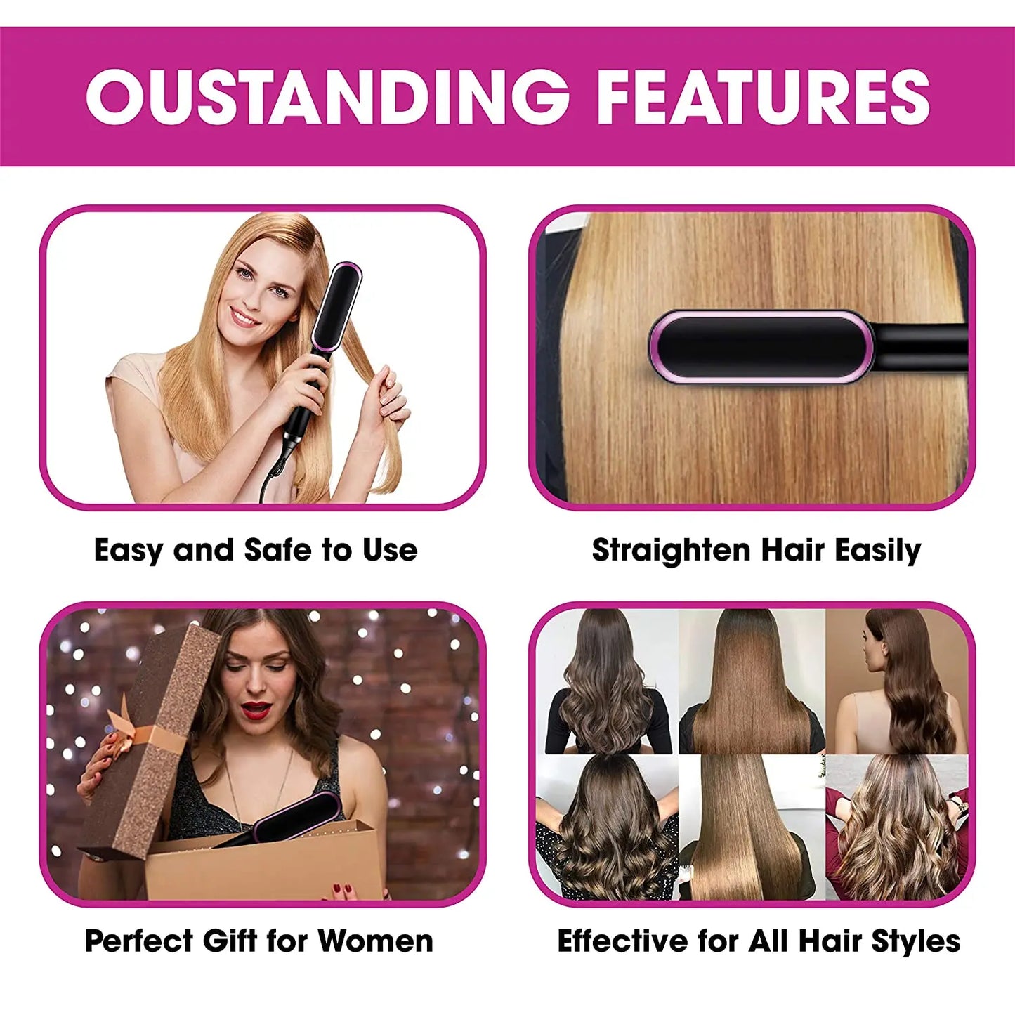 2-in-1 Hair Straightener & Curler Brush