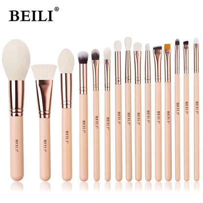 BEILI Pink Makeup Brush Set – High-Quality Natural Hair Brushes for Powder, Foundation, Blush & Eyeshadow