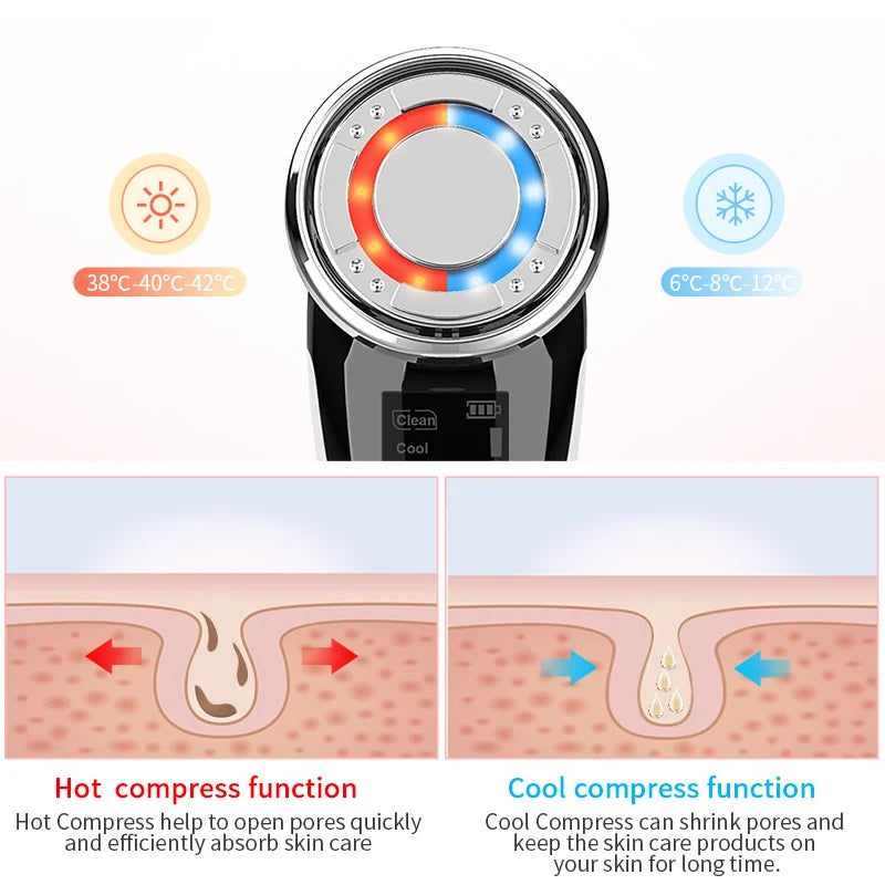 "5-in-1 EMS Facial Massager: Hot & Cold Therapy