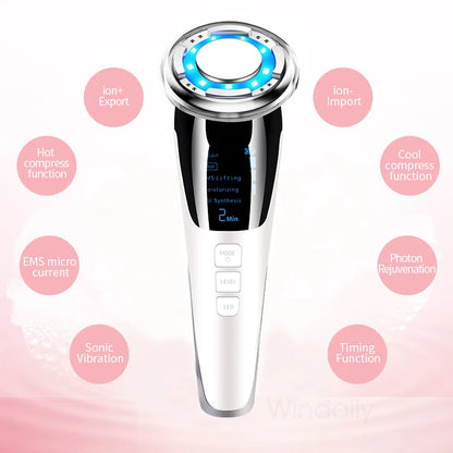 "5-in-1 EMS Facial Massager: Hot & Cold Therapy