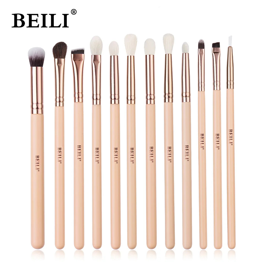 BEILI Pink Makeup Brush Set – High-Quality Natural Hair Brushes for Powder, Foundation, Blush & Eyeshadow