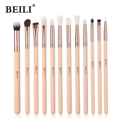 BEILI Pink Makeup Brush Set – High-Quality Natural Hair Brushes for Powder, Foundation, Blush & Eyeshadow
