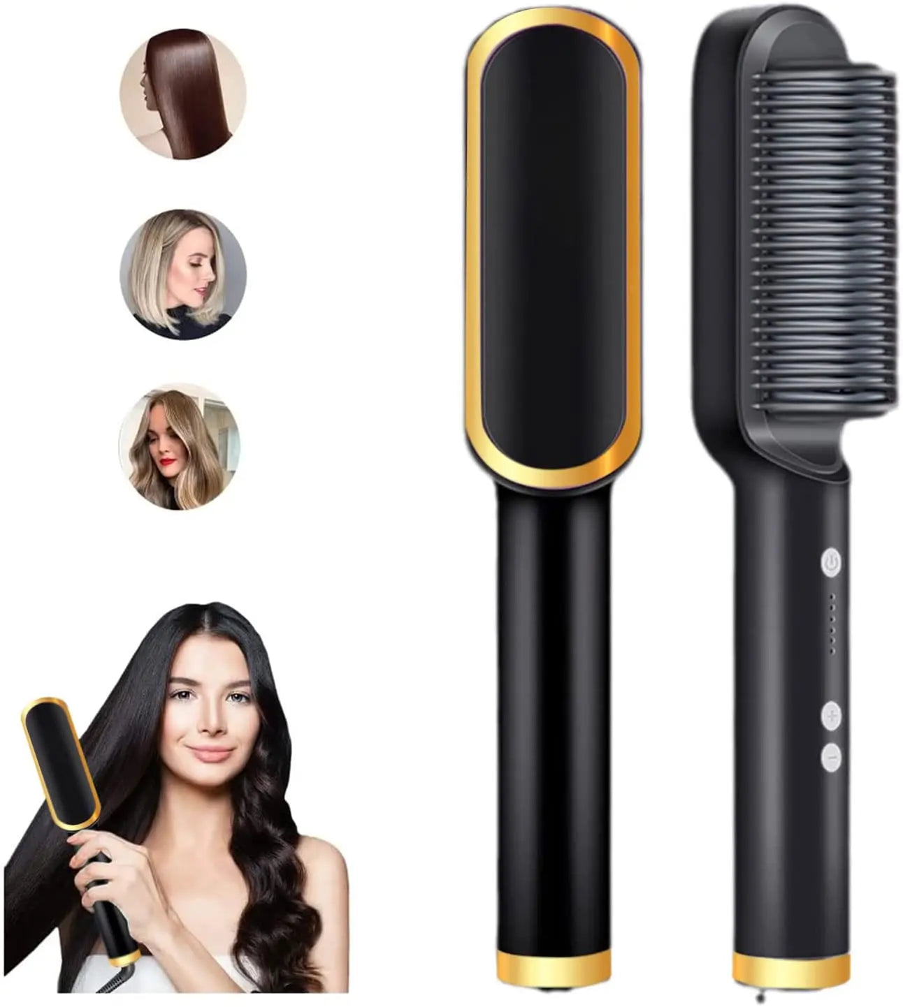 2-in-1 Hair Straightener & Curler Brush