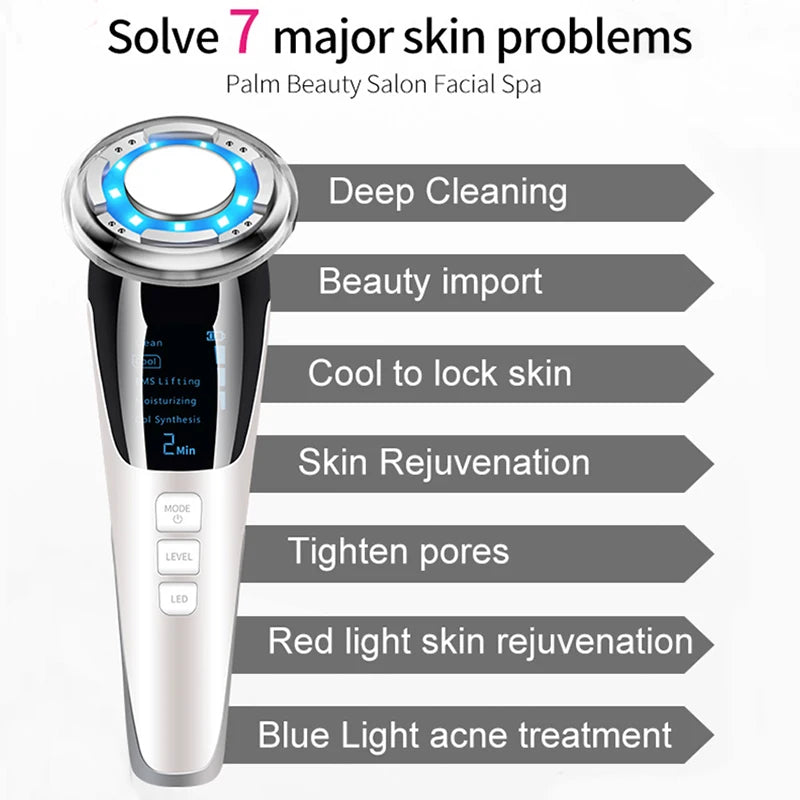 "5-in-1 EMS Facial Massager: Hot & Cold Therapy