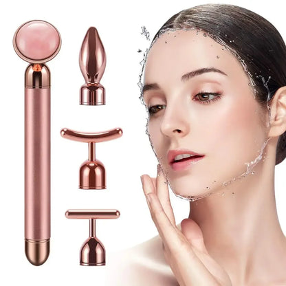 4-in-1 Rose Quartz & Jade Face Massager – Lifting, Relaxation & Beauty Care for Face and Eyes