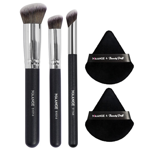 "5-Piece Makeup Tool Set – 3 Brushes