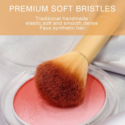 Kit de Pincéis de Maquiagem 32 Peças – Acabamento Champanhe para Base, Pó, Blush e Sombra