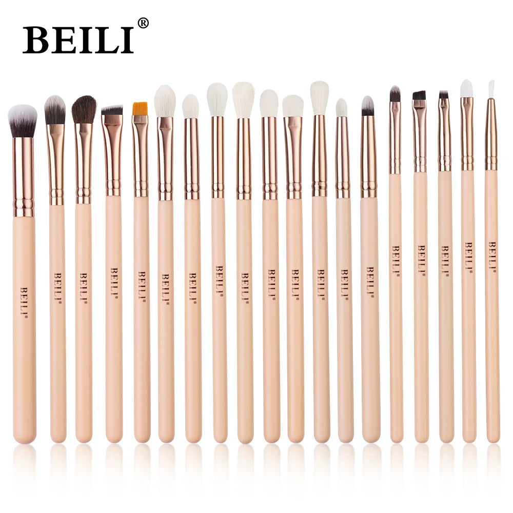 BEILI Pink Makeup Brush Set – High-Quality Natural Hair Brushes for Powder, Foundation, Blush & Eyeshadow