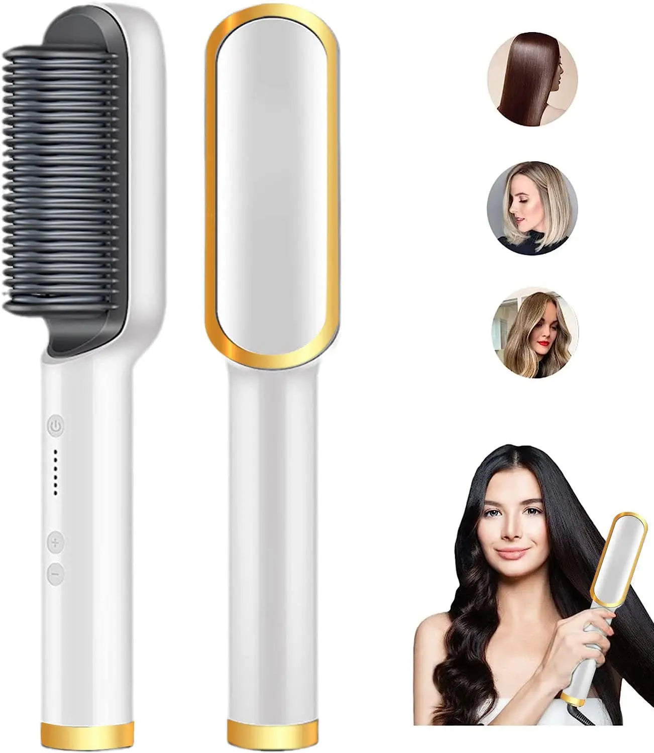 2-in-1 Hair Straightener & Curler Brush