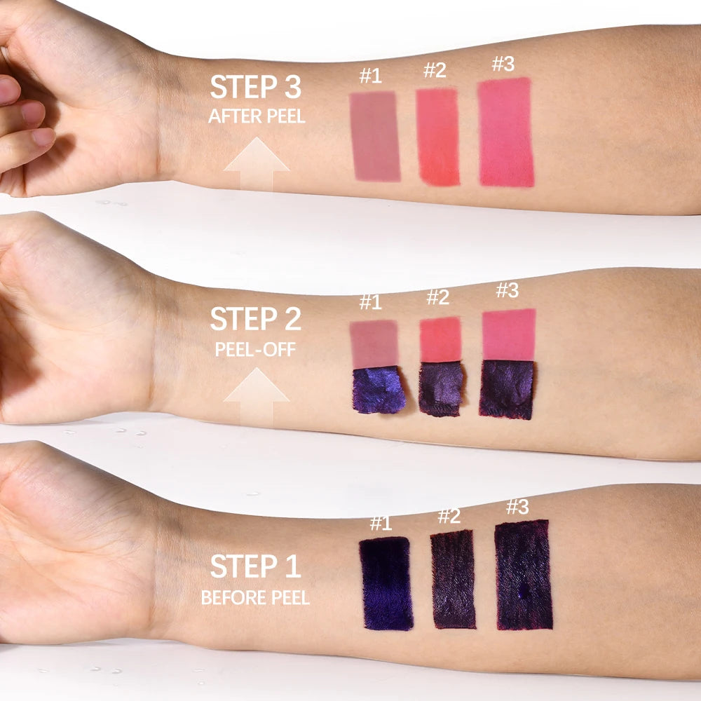 3 Colors Peel Off Lip Stain Reveal Long Lasting