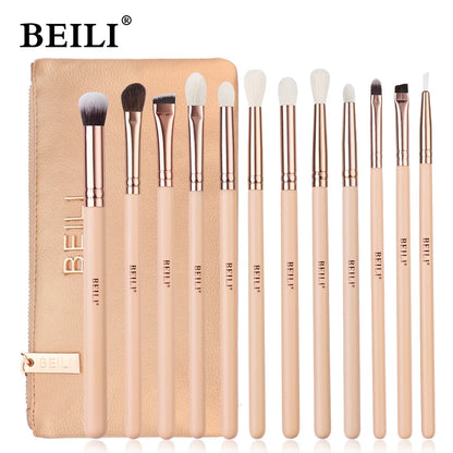 BEILI Pink Makeup Brush Set – High-Quality Natural Hair Brushes for Powder, Foundation, Blush & Eyeshadow